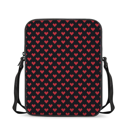 Pixel Heart Pattern Print Rectangular Crossbody Bag