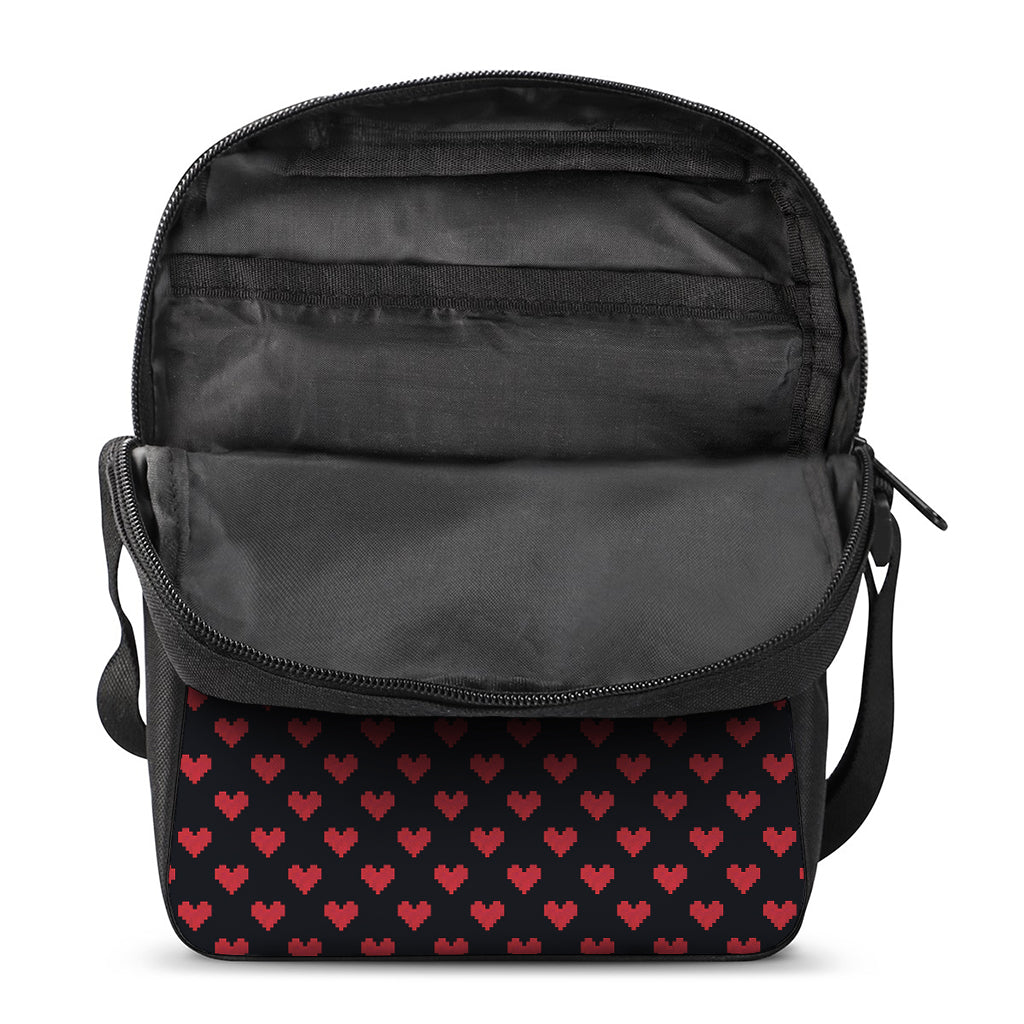 Pixel Heart Pattern Print Rectangular Crossbody Bag