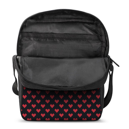 Pixel Heart Pattern Print Rectangular Crossbody Bag
