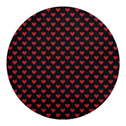 Pixel Heart Pattern Print Round Blanket