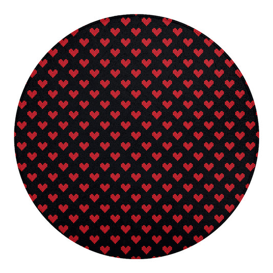 Pixel Heart Pattern Print Round Blanket