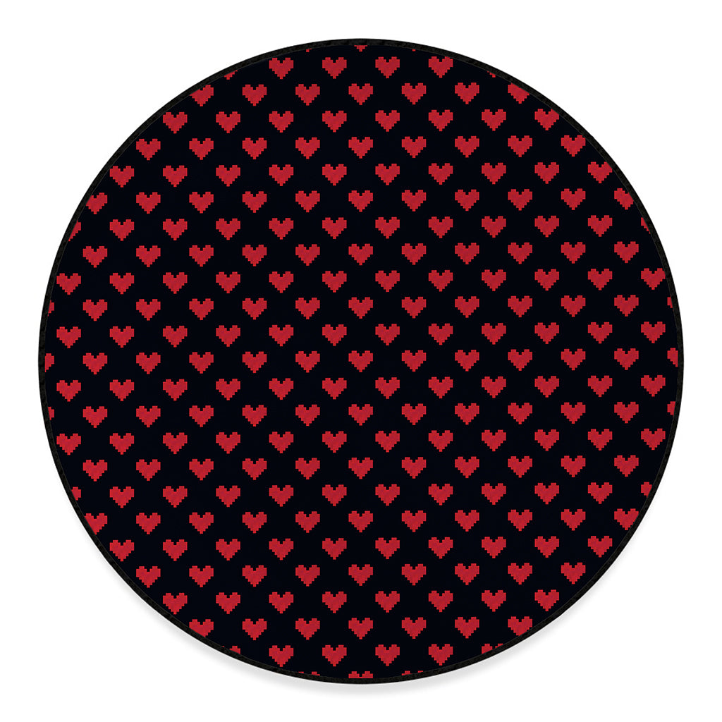 Pixel Heart Pattern Print Round Floor Mat