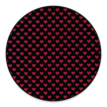 Pixel Heart Pattern Print Round Floor Mat