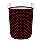 Pixel Heart Pattern Print Round Laundry Basket