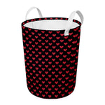 Pixel Heart Pattern Print Round Laundry Basket