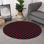 Pixel Heart Pattern Print Round Rug