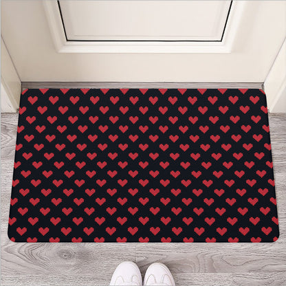Pixel Heart Pattern Print Rubber Doormat