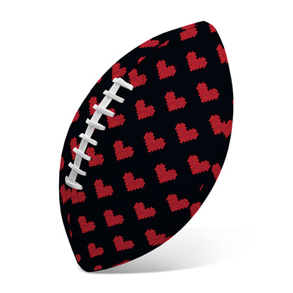 Pixel Heart Pattern Print Rugby Ball