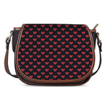 Pixel Heart Pattern Print Saddle Bag