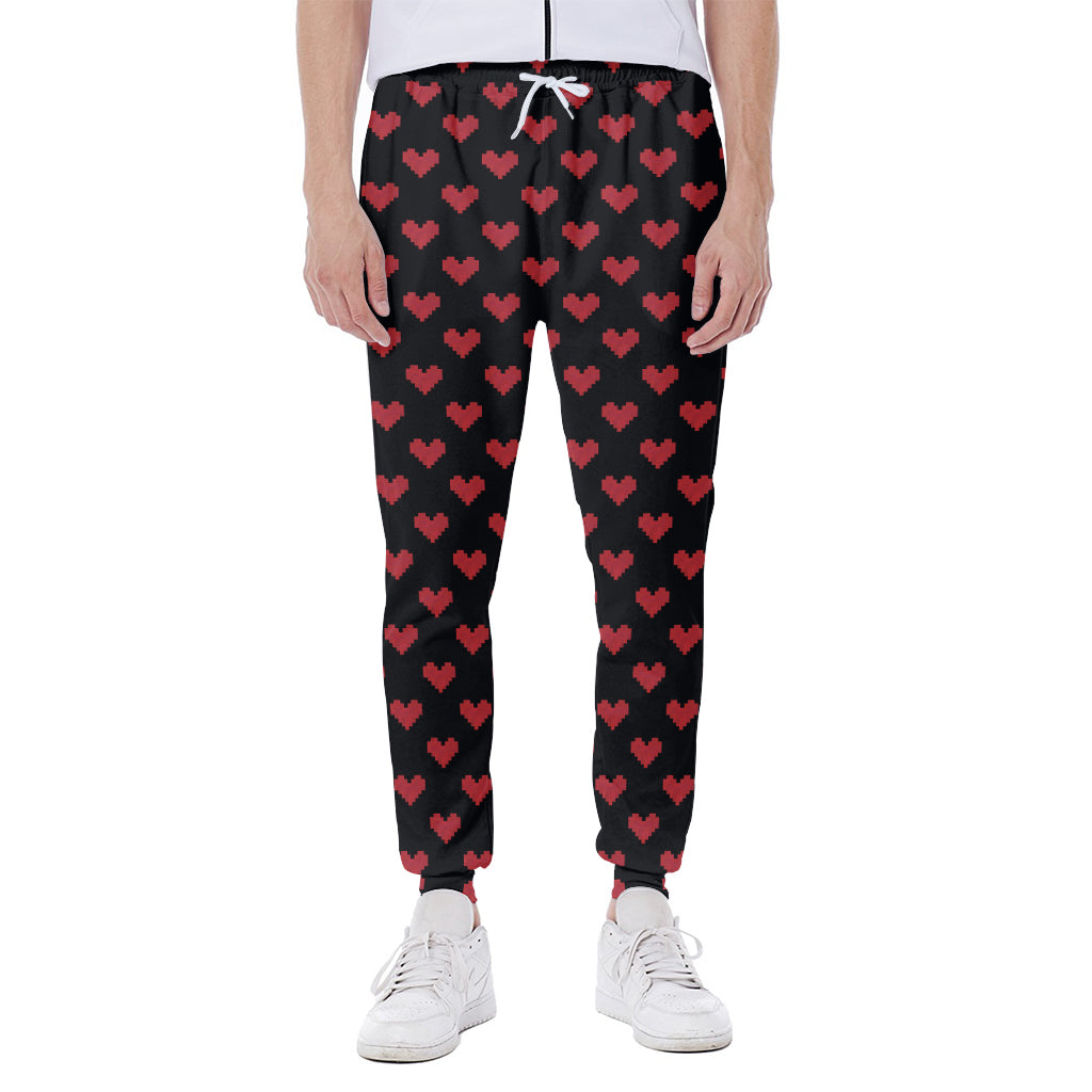 Pixel Heart Pattern Print Scuba Joggers