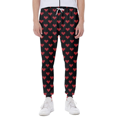 Pixel Heart Pattern Print Scuba Joggers
