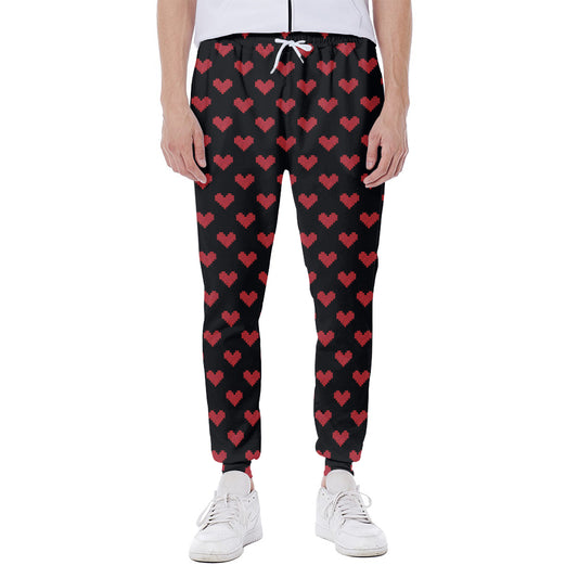 Pixel Heart Pattern Print Scuba Joggers