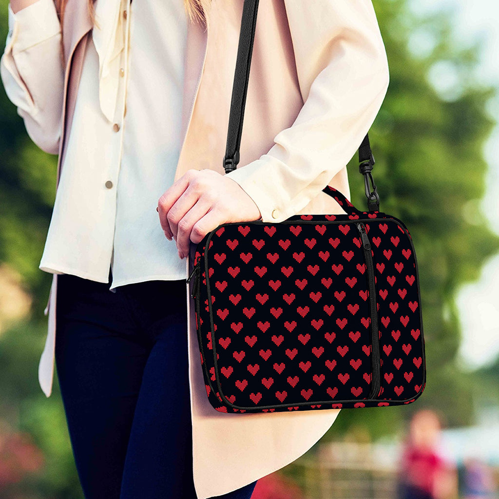 Pixel Heart Pattern Print Shoulder Strap Bible Bag