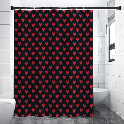 Pixel Heart Pattern Print Shower Curtain