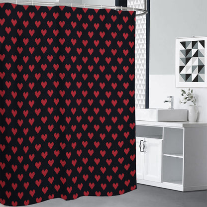 Pixel Heart Pattern Print Shower Curtain