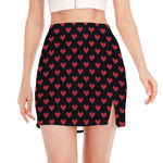 Pixel Heart Pattern Print Side Slit Mini Skirt