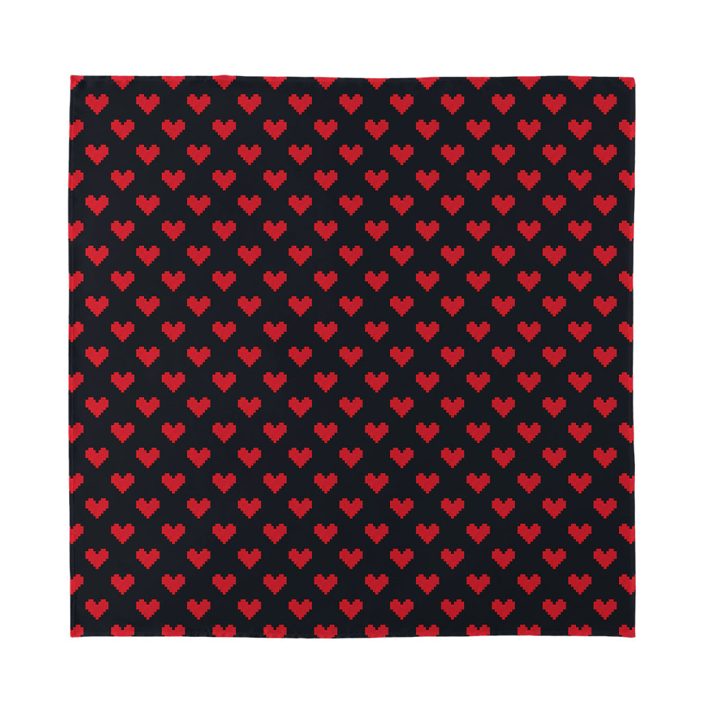 Pixel Heart Pattern Print Silk Bandana