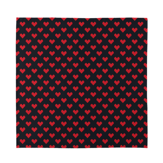 Pixel Heart Pattern Print Silk Bandana
