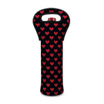 Pixel Heart Pattern Print Single Neoprene Wine Tote