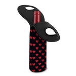 Pixel Heart Pattern Print Single Neoprene Wine Tote
