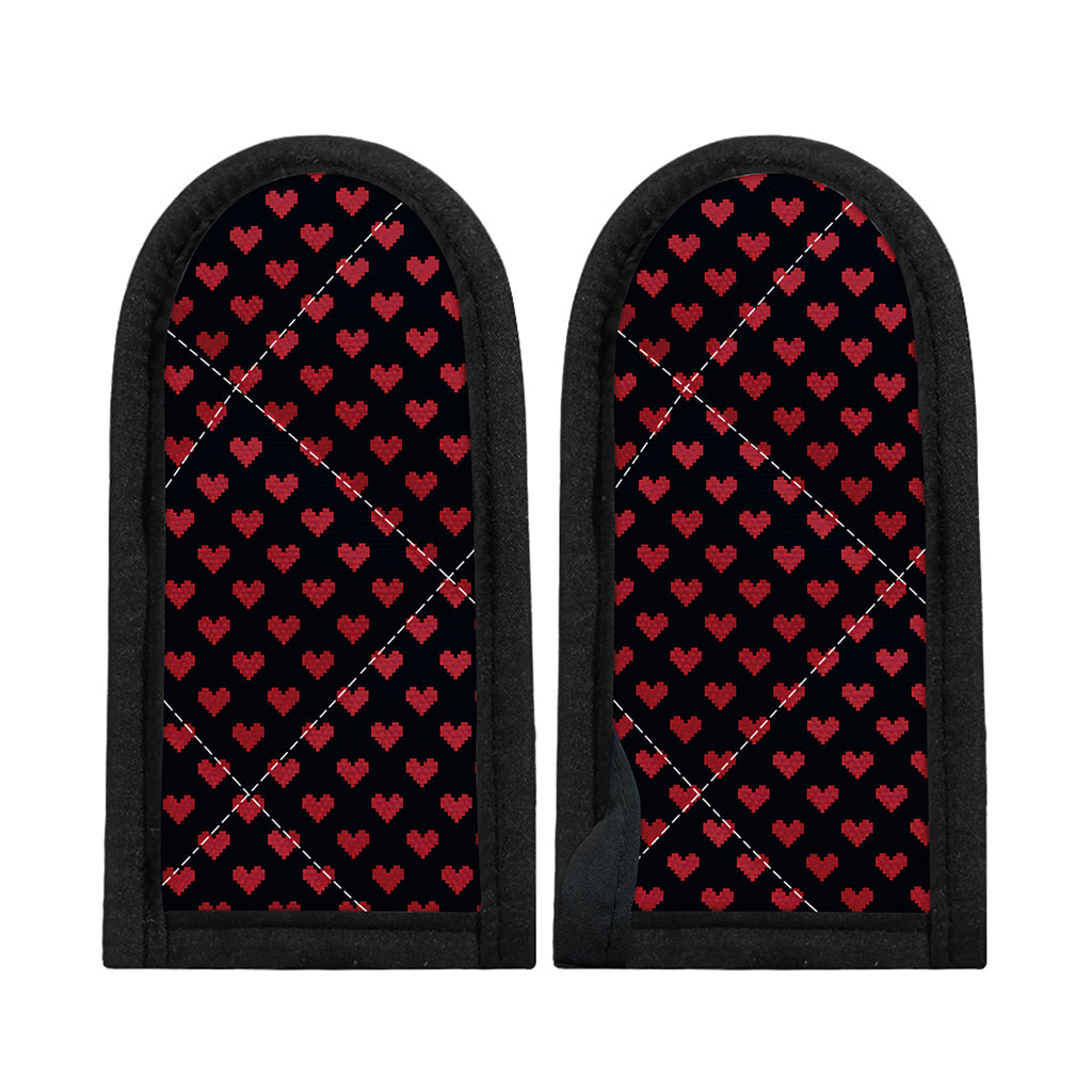 Pixel Heart Pattern Print Skillet Handle Cover