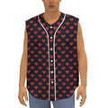 Pixel Heart Pattern Print Sleeveless Baseball Jersey