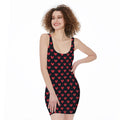 Pixel Heart Pattern Print Sleeveless Bodycon Dress