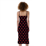 Pixel Heart Pattern Print Slim Fit Midi Cami Dress