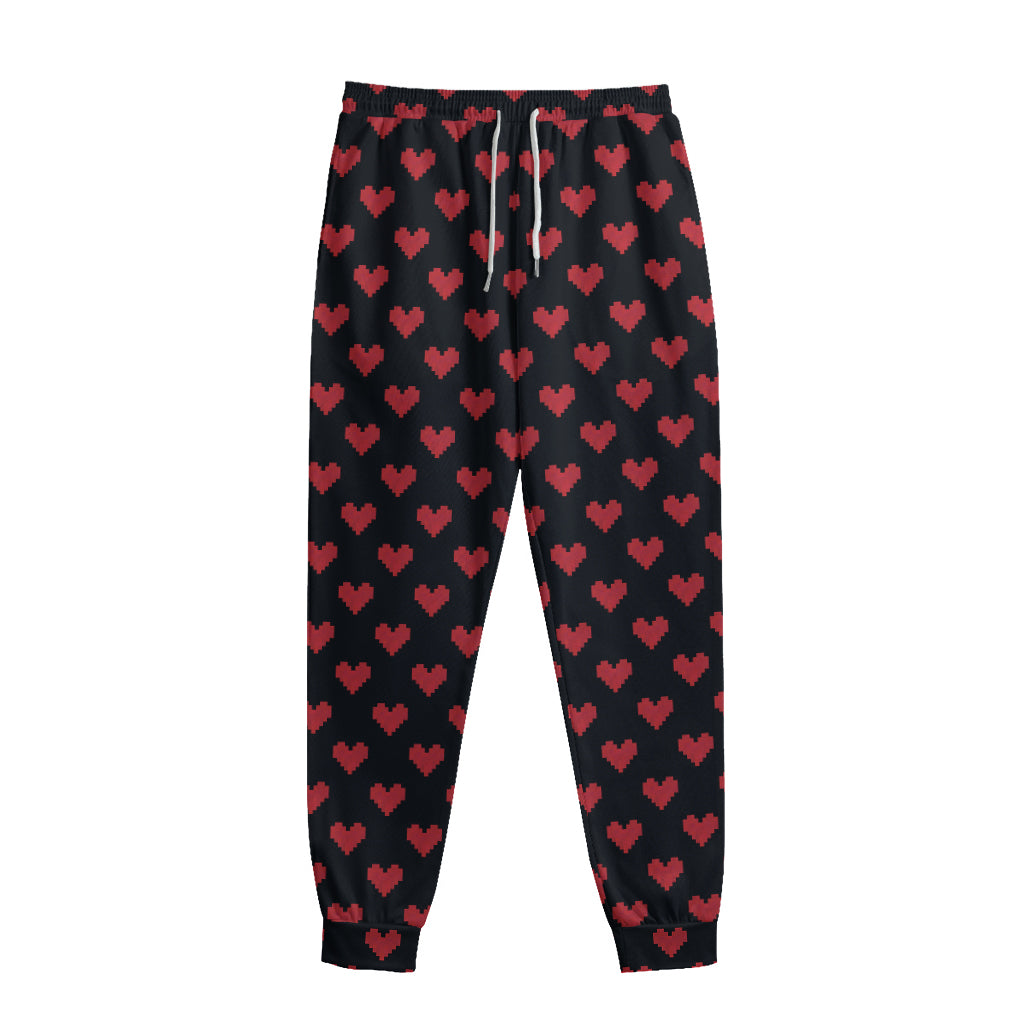 Pixel Heart Pattern Print Sweatpants