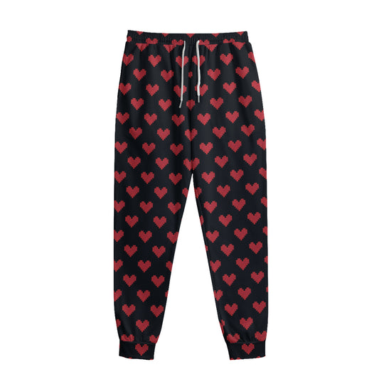 Pixel Heart Pattern Print Sweatpants