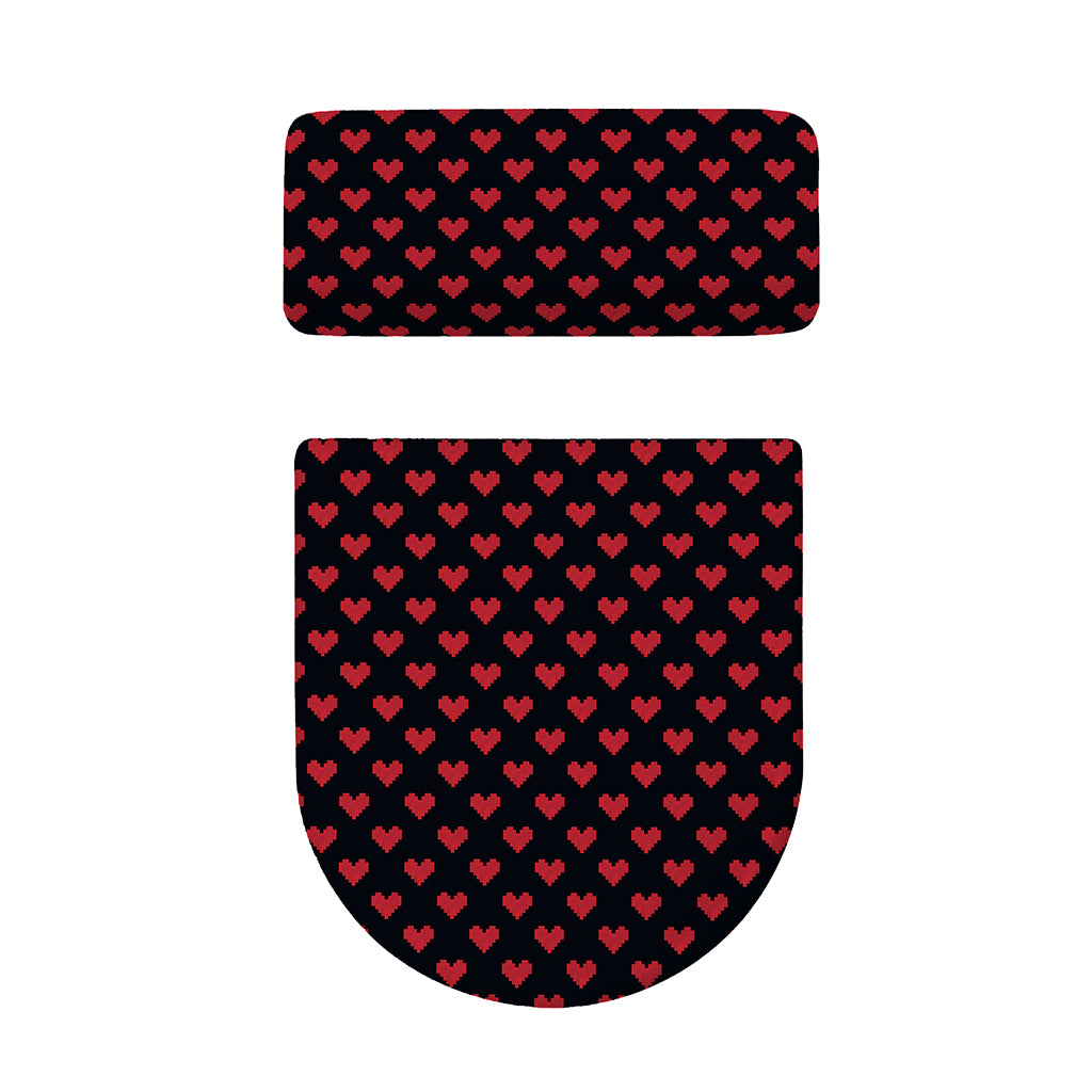 Pixel Heart Pattern Print Toilet Lid And Tank Cover Set
