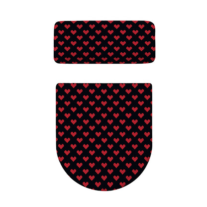 Pixel Heart Pattern Print Toilet Lid And Tank Cover Set