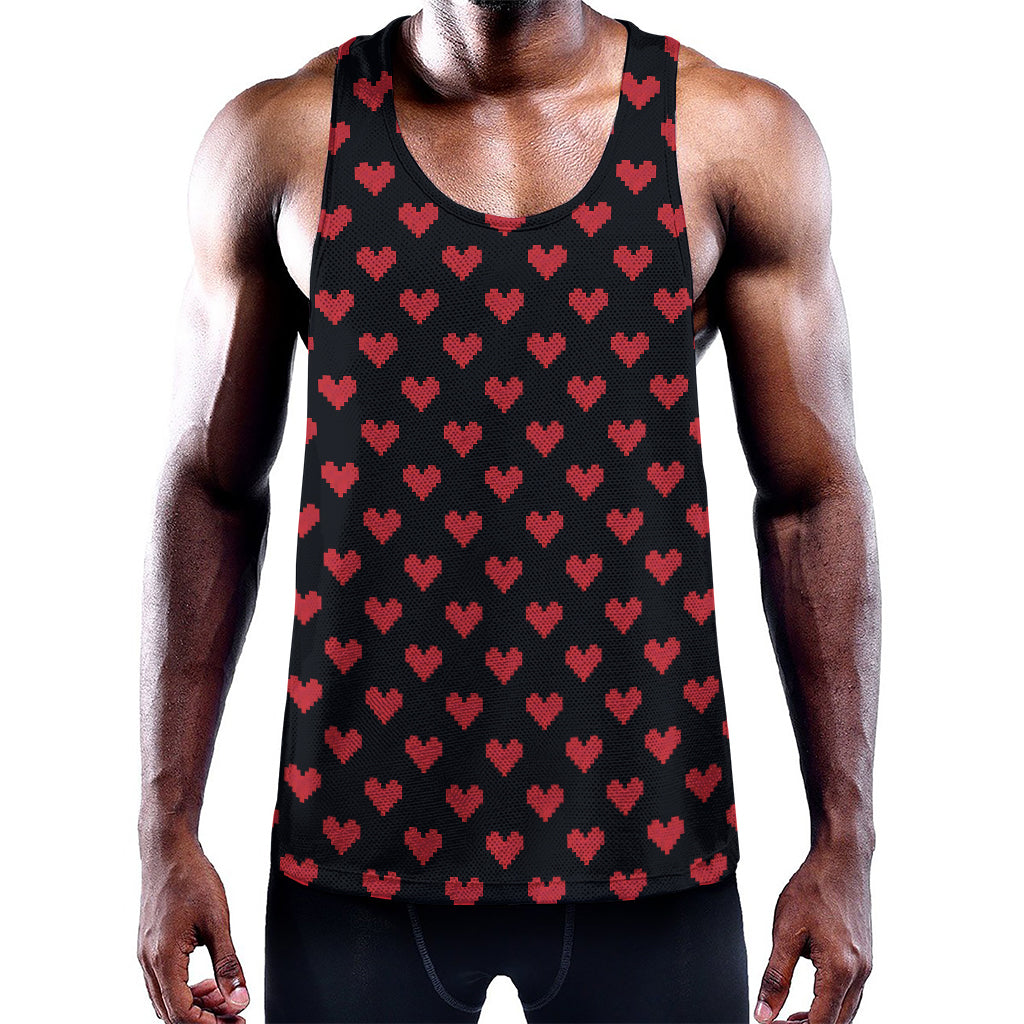 Pixel Heart Pattern Print Training Tank Top