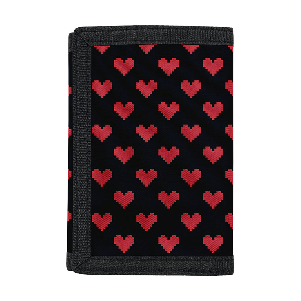 Pixel Heart Pattern Print Trifold Wallet