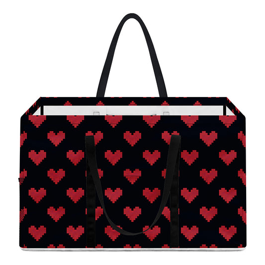 Pixel Heart Pattern Print Utility Tote Bag