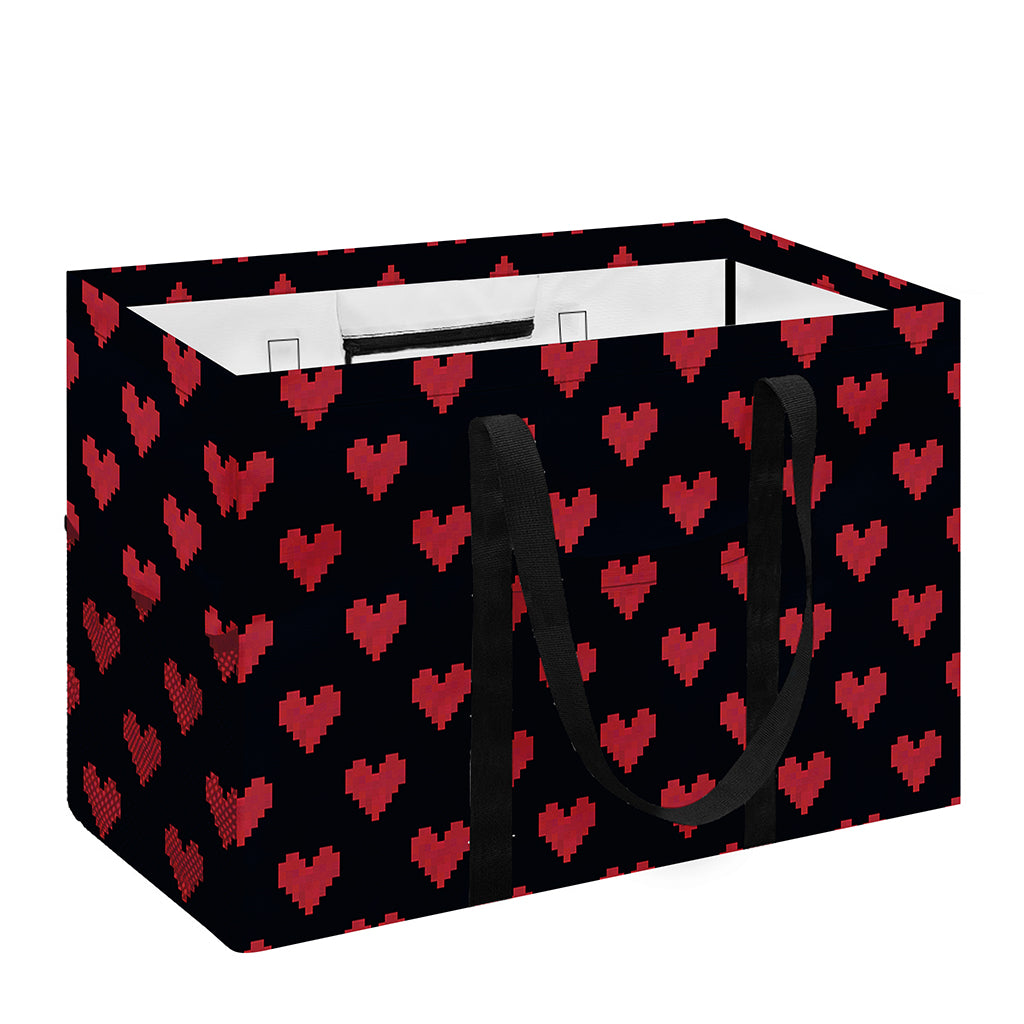 Pixel Heart Pattern Print Utility Tote Bag