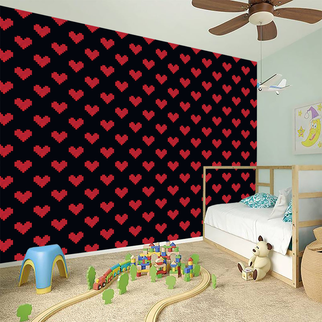 Pixel Heart Pattern Print Wall Sticker
