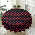 Pixel Heart Pattern Print Waterproof Round Tablecloth