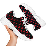Pixel Heart Pattern Print White Chunky Shoes