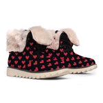 Pixel Heart Pattern Print Winter Boots
