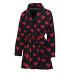 Pixel Heart Pattern Print Women's Bathrobe