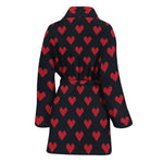 Pixel Heart Pattern Print Women's Bathrobe