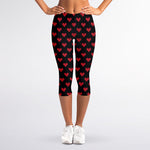 Pixel Heart Pattern Print Women's Capri Leggings