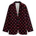Pixel Heart Pattern Print Women's Cotton Blazer