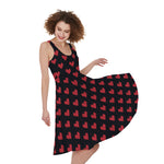 Pixel Heart Pattern Print Women's Sleeveless Dress