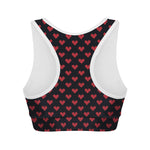 Pixel Heart Pattern Print Women's Sports Bra