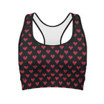Pixel Heart Pattern Print Women's Sports Bra