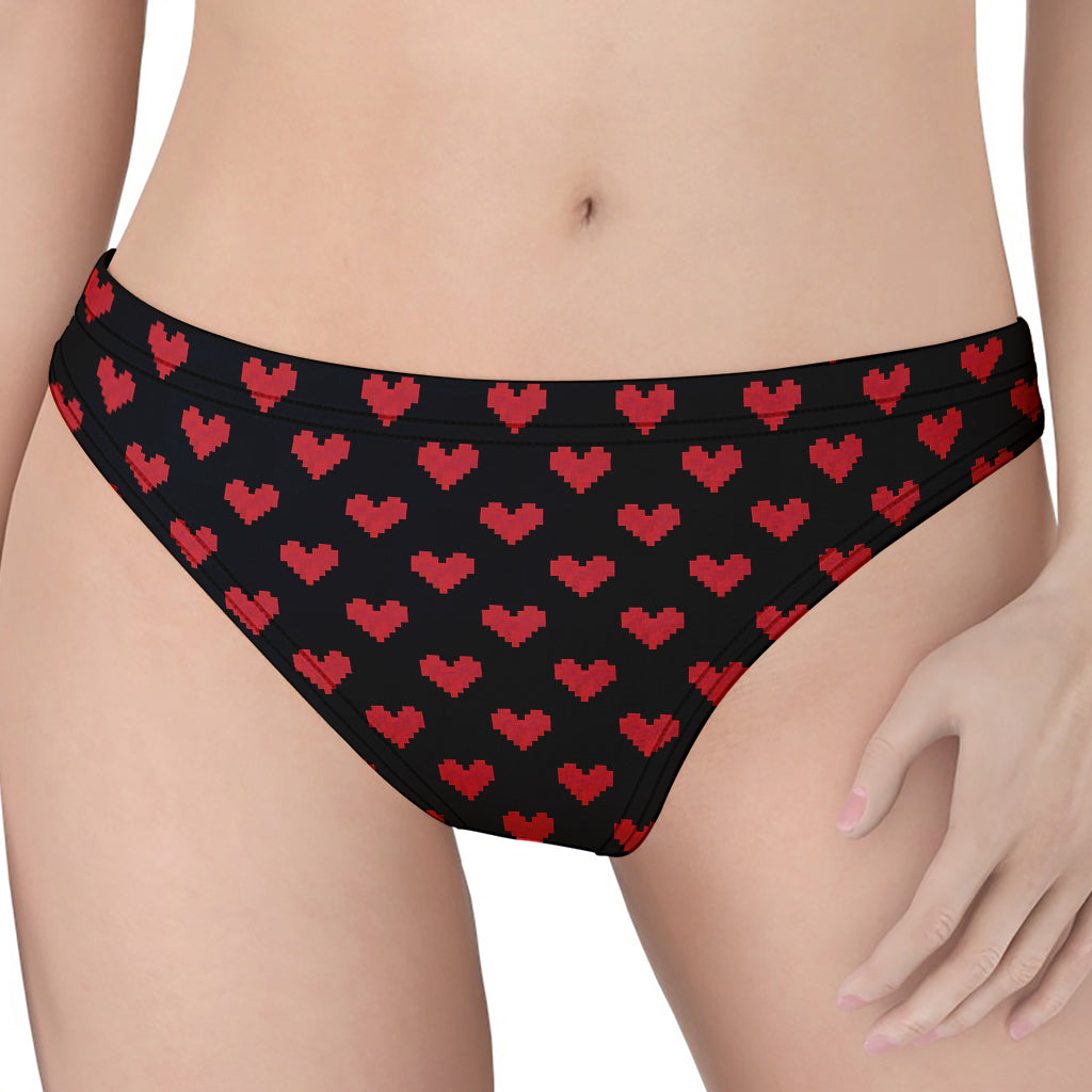 Pixel Heart Pattern Print Women's Thong