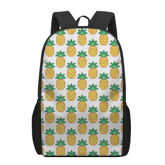 Pixel Pineapple Pattern Print 17 Inch Backpack