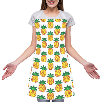 Pixel Pineapple Pattern Print Adjustable Apron